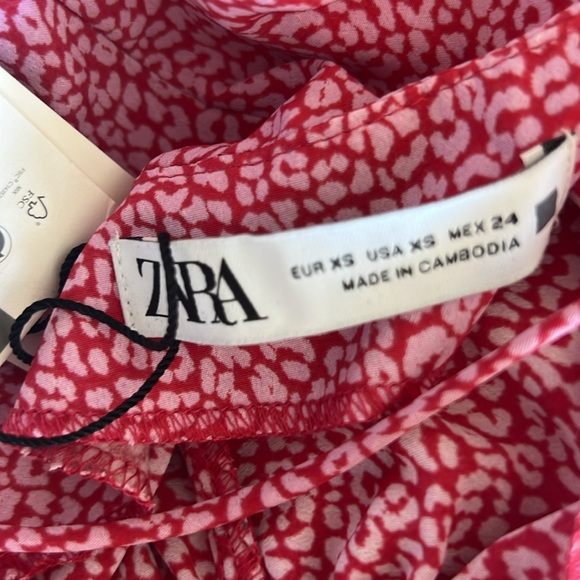 NWT Zara, pink and red midi dress, XS - Picture 8 of 8